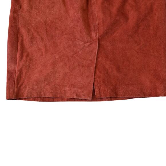 Vintage Burnt Orange Suede Leather Skirt by Express, Size Small - Picture 6 of 8